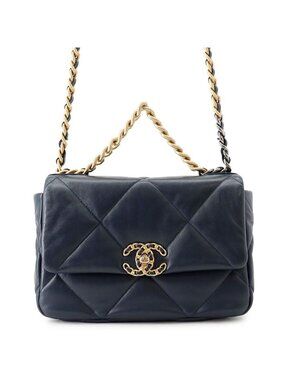 Chanel Chain Shoulder Bag Chanel 19 Quilted CC Logo Lambskin 2-Way